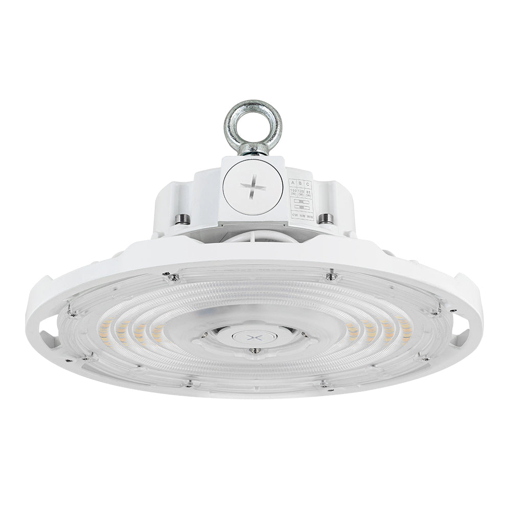 85-150W WHITE Selectable LED UFO High Bay Light AC120-277V WSD-UFO851215W27-3545K-W-H