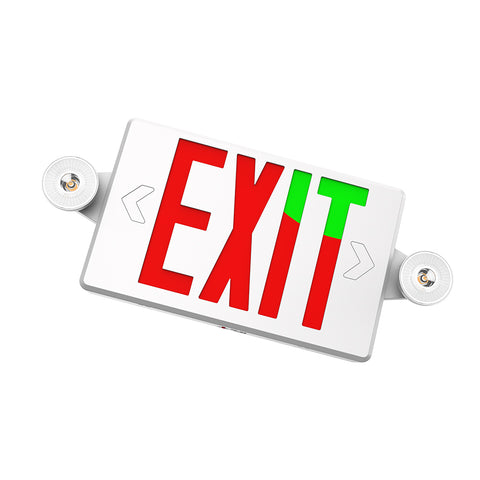 H6 | LED Dual Head Exit & Safety Sign | 2 x 2 Watt | Switchable Color Lens | Red & Green | 5000K | 120-277Vac | 3.6V 1000mAH Battery | UL Listed - Lighting of Tomorrow