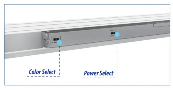 Image of a 2ft x 4ft LED backlit panel with adjustable wattage (30/40/50W) and CCT (3500K/4000K/5000K).