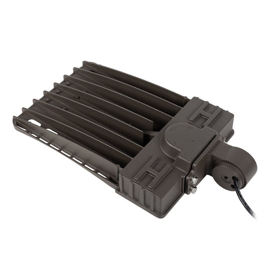 Image of a 100W LED Shoebox Light with AC277-480V, suitable for urban roads, industrial areas, and residential use.