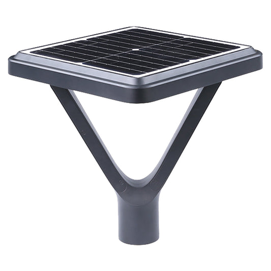 Image of a 12W Solar LED Post Top Light, 5000K, 1245.6 lumens, with a bronze finish.