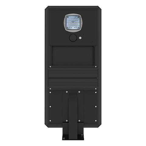 Solar LED street light with 50 Watt, 9800 Lumens, and 5000K, featuring intelligent driver and MPPT technology.
