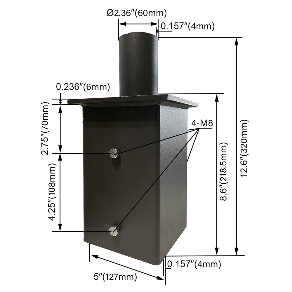 Square Tenon Adaptor 6 inch WSD-SB2.5S90-D