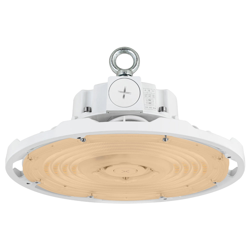 85-150W WHITE Selectable LED UFO High Bay Light AC120-277V WSD-UFO851215W27-3545K-W-H