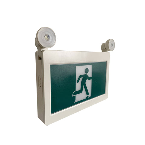 H3 | LED Running Man Combo Safety Exit Sign | 4W | 6000-7000K | Green | 120-347V | 3.6V 1000mAh Ni-Cd Battery | Single & Double Face | UL Listed - Lighting of Tomorrow 