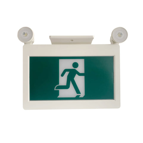 H3 | LED Running Man Combo Safety Exit Sign | 4W | 6000-7000K | Green | 120-347V | 3.6V 1000mAh Ni-Cd Battery | Single & Double Face | UL Listed - Lighting of Tomorrow 
