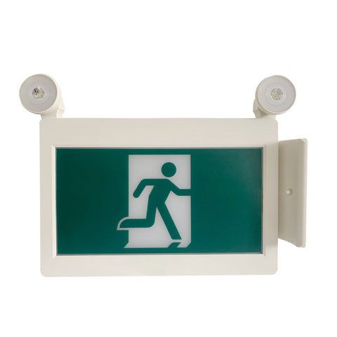 H3 | LED Running Man Combo Safety Exit Sign | 4W | 6000-7000K | Green | 120-347V | 3.6V 1000mAh Ni-Cd Battery | Single & Double Face | UL Listed - Lighting of Tomorrow 