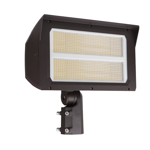 UNION | LED Flood Light | Adj Watt 200W/240W/300W | 45000 Lumens | CCT 5000K | 120V-277V | Slip Fitter / Yoke Mount Included | Bronze Housing | IP65 | UL & DLC Listed - Lighting of Tomorrow 