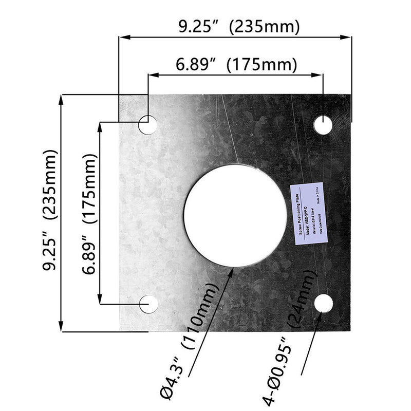 Screw Positioning Plate For 30 FT Steel Round Light Poles WSD-SPP235-TM24