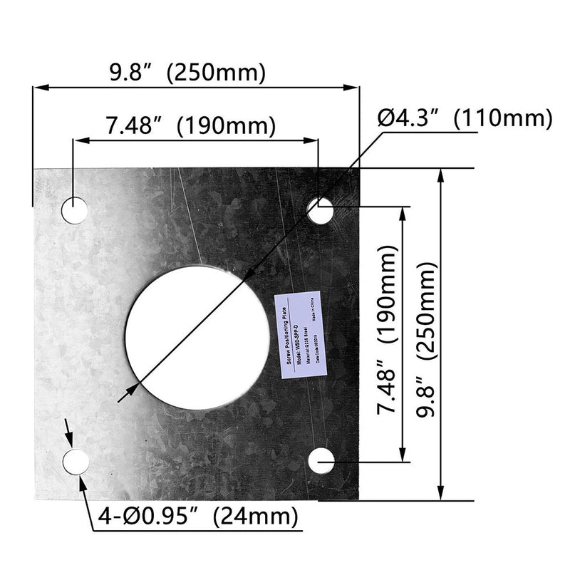 Screw Positioning Plate For 30 FT Steel Square Light Poles WSD-SPP250-TM24