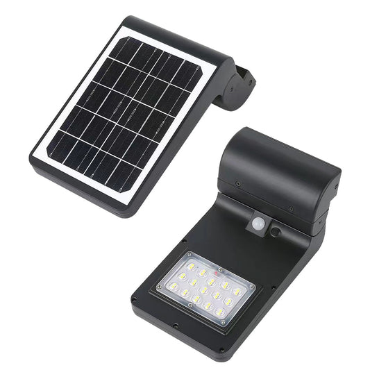 Image of a 5W Solar LED Semi-Cutoff Wall Mount Light (WSD-SPHWP5W5-50K-B) with 5000K CCT and 153.77 LM.
