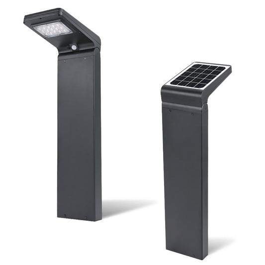 5W Solar LED Square Bollard Light image showing the product with its features: 5000K CCT, 153.77-919 Lumens.