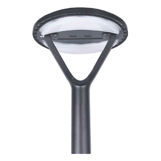 Image of a 12W Solar LED Post Top Light (WSD-SPMPT12W5-50K-B) showing its 5000K CCT and 80 CRI.