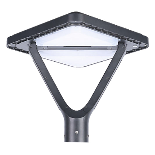 Image of a 12W Solar LED Post Top Light, 5000K, 1245.6 lumens, with a bronze finish.