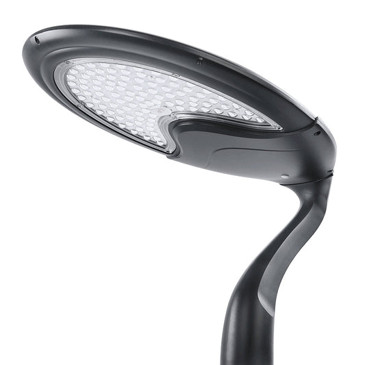 Image of a 15W Solar LED Post Top Light (WSD-SPRCPT15W5-50K-B) showing its bronze finish and features.