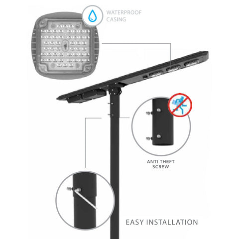 POLLUX | Solar LED Street Light | 120 Watt | 23520 Lumens | CCT Adjustable 4000K-5000K | Parking Lot Light | Solar All in One Pro Street Light | 5 Years Warranty - Lighting of Tomorrow 