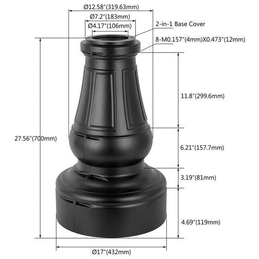 4 inch Decorative Aluminum Bases Cover For Round Light Pole