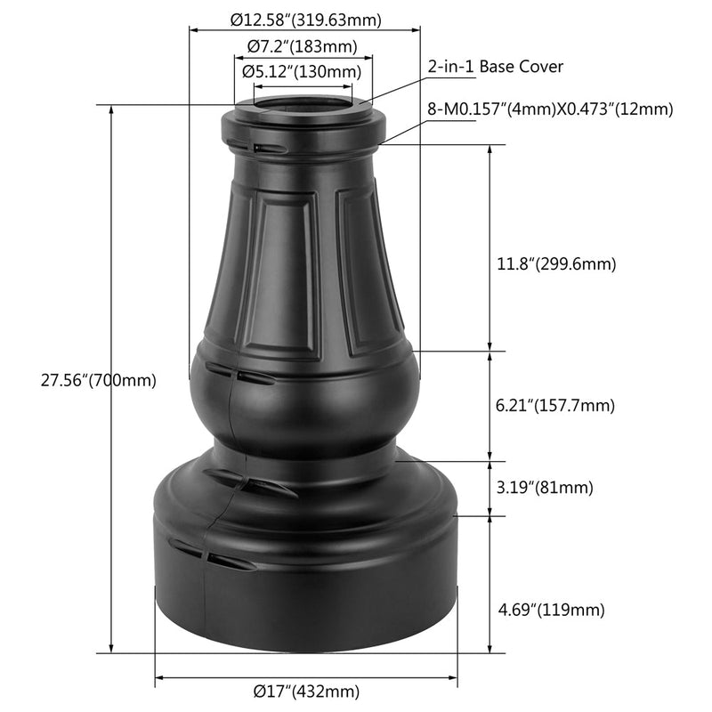 5 inch Decorative Aluminum Bases Cover For Round Light Pole WSD-DBR5-D17H27-D