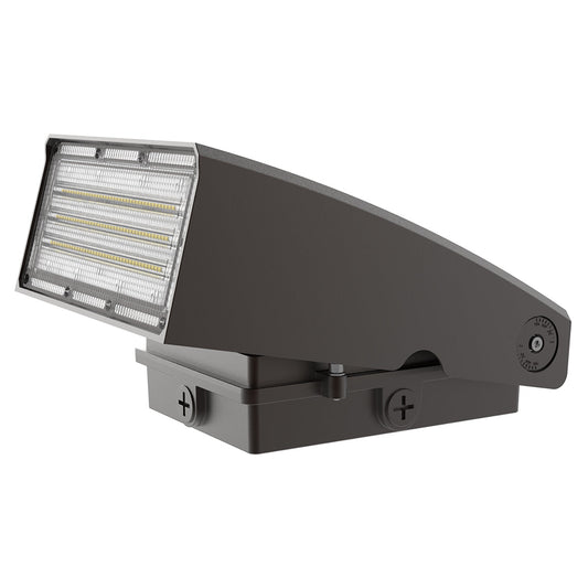 70W LED adjustable wall pack with 120-277V, 5000K, and 1-10V dimming.
