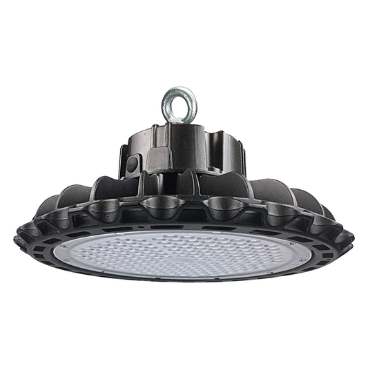 100W LED UFO High Bay Light: A wide angle view of the WSD UFO LED High Bay Lighting series for industrial and commercial use.