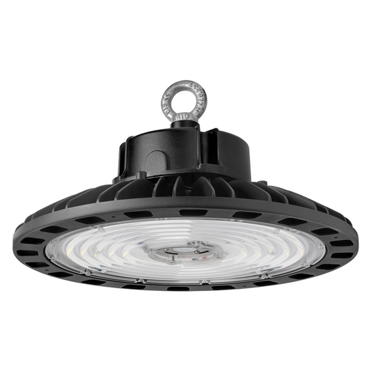 Image of a 100W LED UFO High Bay Light (WSD-UFO10W27-40K-B-H-G2) in 4000K, 120-277V for industrial lighting.