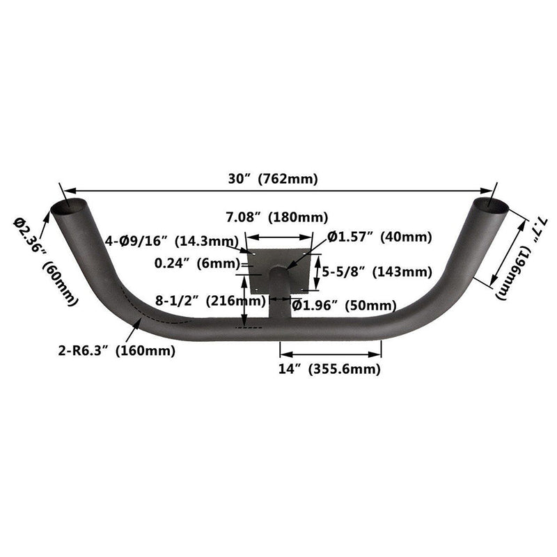 Double 180° Wall Mount Bracket with 2-3/8" O.D. Tenon WSD-ADP2.5-180H-D