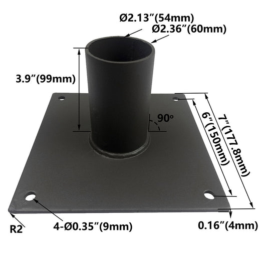 180° Wall Mount Bracket with 2-3/8" O.D. Tenon