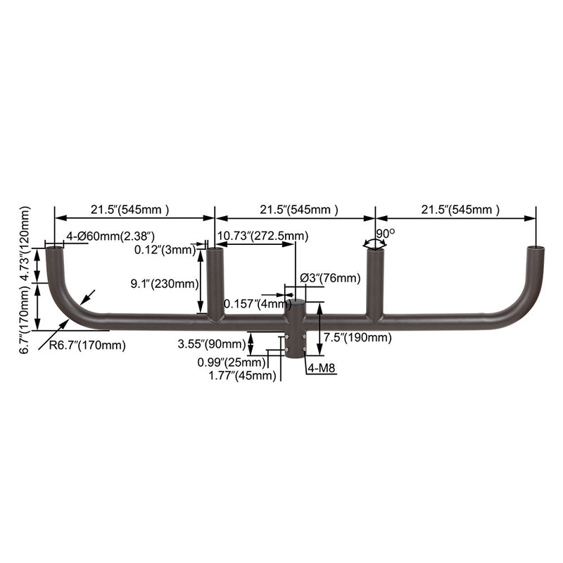Four 180° Horizontal Tenon Adaptor WSD-RB2.5TR180-4T-D