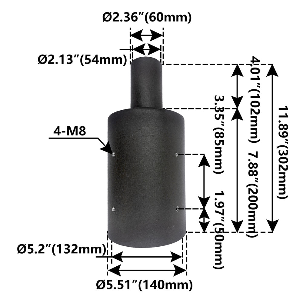 Round Tenon Adaptor 5 inch WSD-VT5-D
