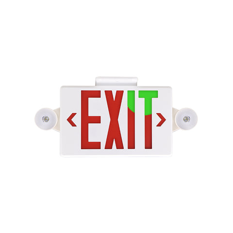 H6 | LED Dual Head Exit & Safety Sign | 2 x 2 Watt | Switchable Color Lens | Red & Green | 5000K | 120-277Vac | 3.6V 1000mAH Battery | UL Listed - Lighting of Tomorrow 