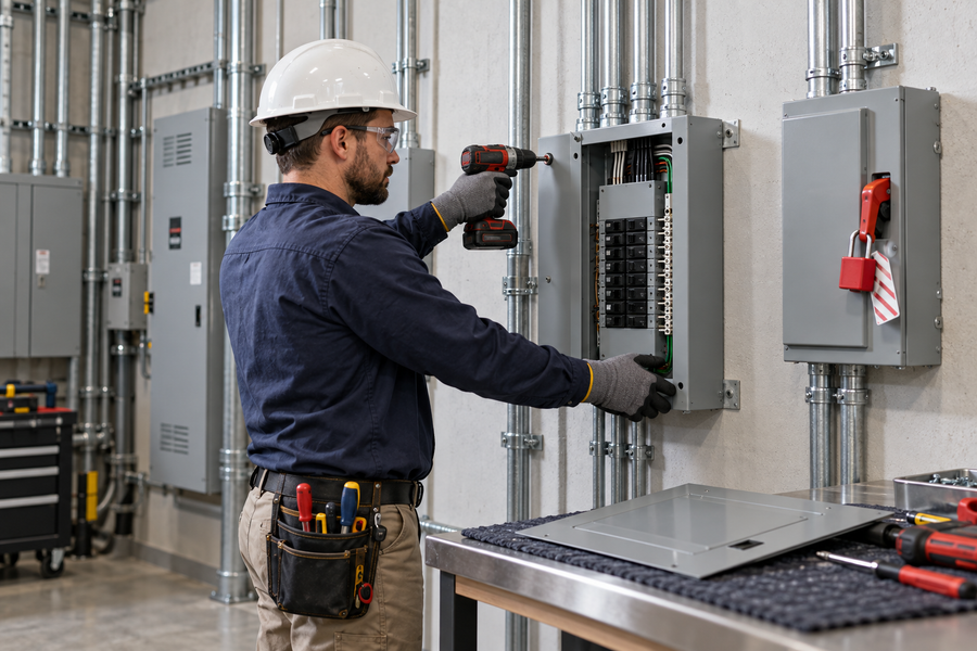 Electrical panel work illustration