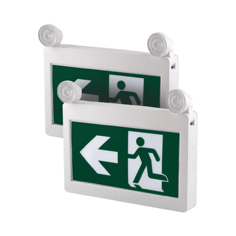H3 | LED Running Man Combo Safety Exit Sign | 4W | 6000-7000K | Green | 120-347V | 3.6V 1000mAh Ni-Cd Battery | Single & Double Face | UL Listed - Lighting of Tomorrow 